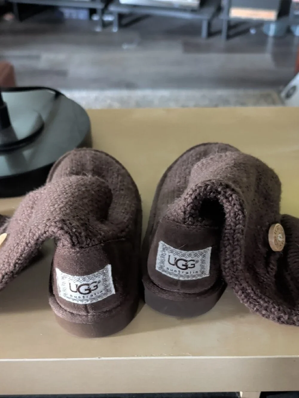UGG Kids Brown Knit Button Boots
